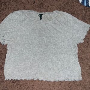 Gray lettuce hem crop top